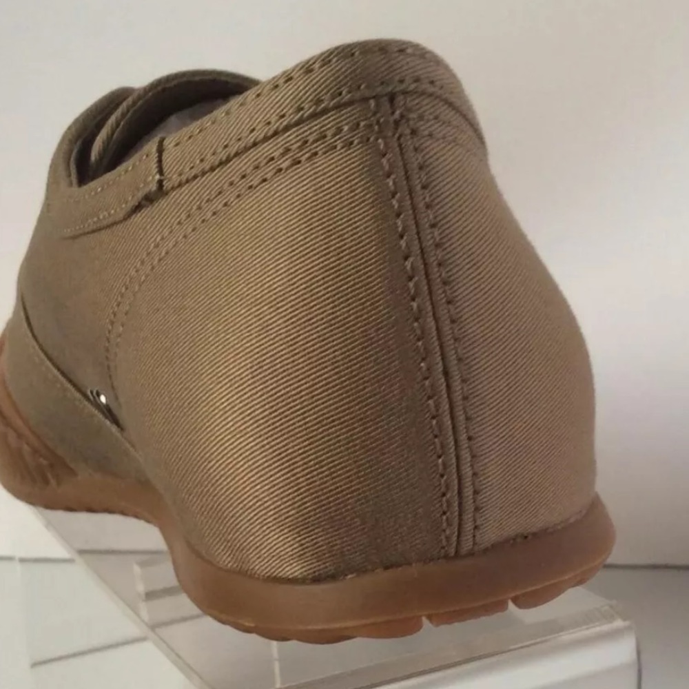 Prada New Sz.35.5 Gaberdine Khaki Lace up Sneaker - Picture 5 of 14